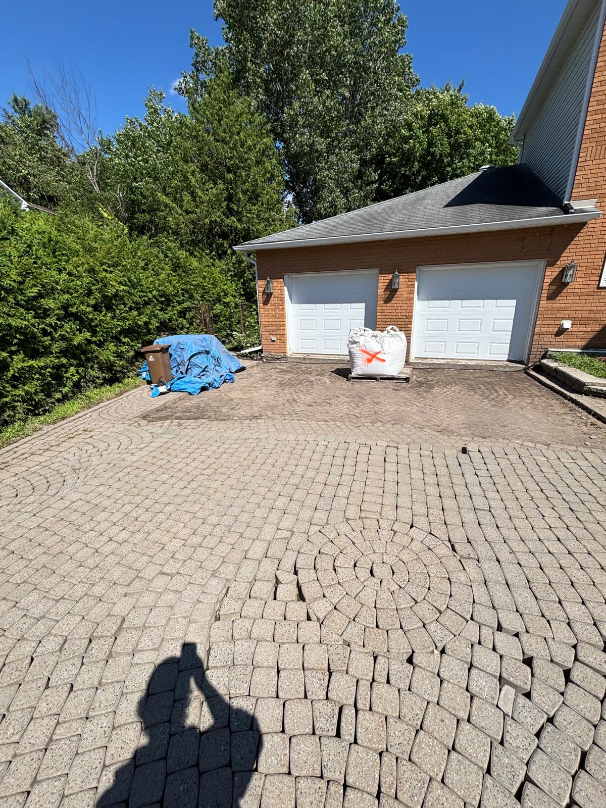 Pavé affaissé avant correction